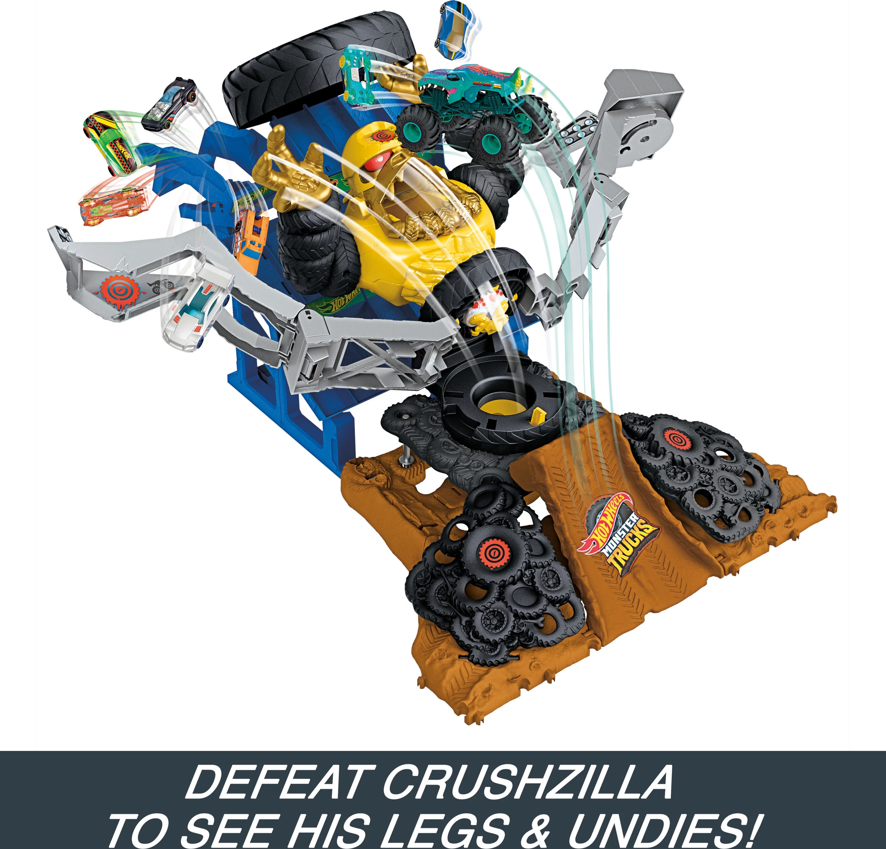 Hot Wheels Monster Trucks Arena Smashers Mega-Wrex vs. Crushzilla Takedown Playset