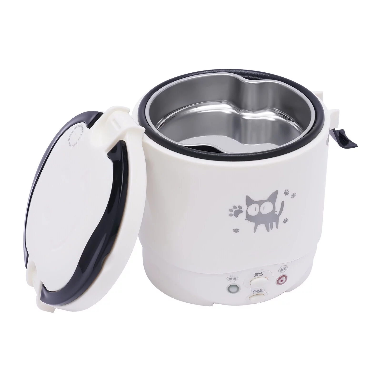 1L Car Mini Travel Lunch Box Electric Rice Cooker Steamer White/Green 12V