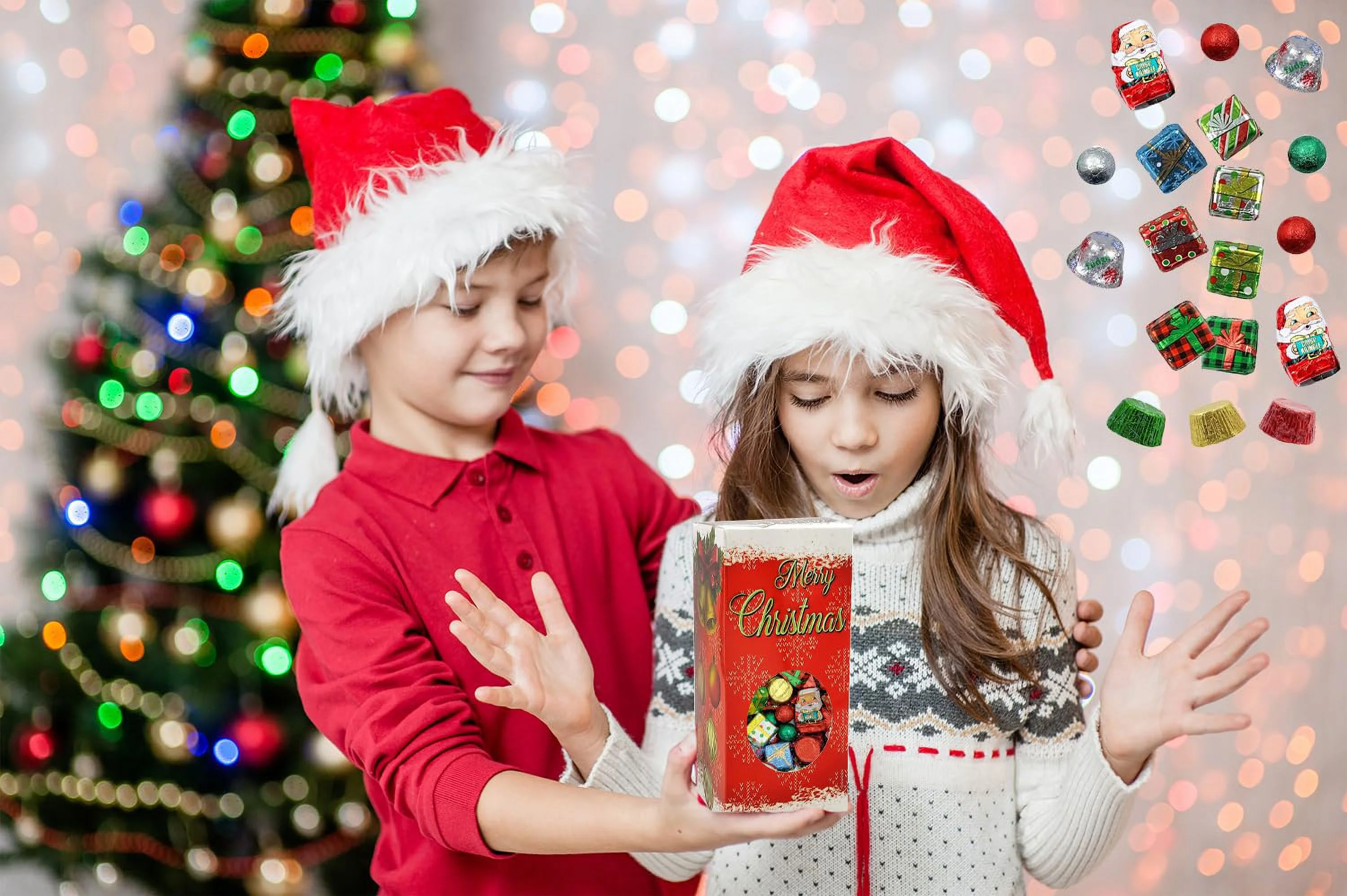 Christmas Milk Chocolate Holiday Variety Pack Party Bag Fillers, Individually Wrapped Foils, Kosher Certified (2 Pounds)