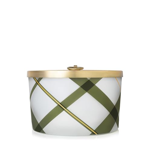 Thymes Frasier Fir Candle – Frosted Plaid Jar Candles – Green & White Candle Jar Design – Scented Candles with Notes of Siberian Fir, Cedarwood & Sandalwood – Holiday Candles (6.5 oz)