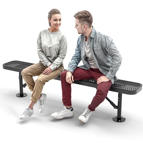 Heavy-Duty Outdoor Metal Bench, Thermoplastic-Coated, Portable, Weatherproof, Commercial-Grade for Parks, Gardens, Patios, Stores & More (6 Ft - Portable, Green)