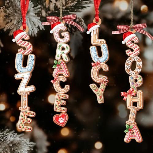 Personalized Family Christmas Tree Ornament, Custom Wooden Family Name Christmas Ornament, Xmas Decors, Gifts for Families Neighbors Friends Coworkers 5