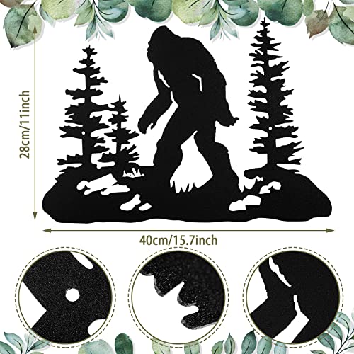 Bigfoot Statues for Yard Sasquatch Statue Bigfoot Wall Art Decor Vintage Metal Sasquatch Wall Sign Bigfoot Sign Indoor or Outdoor Door Hanger Sign Farmhouse Wall Hanging Ornament for Home (Black)