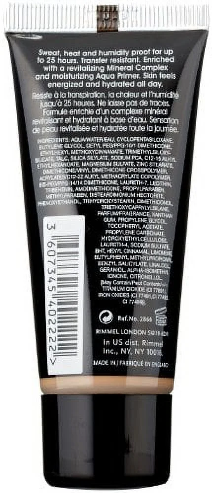 1pc Rimmel Lasting Finish 25 Hour Liquid Foundation Warm Ivory