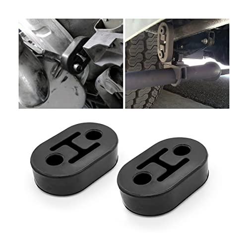 2PCS Car Exhaust Rubber Hanger, Universal 2 Holes 0.43inch Muffler Bracket Mount, Heavy Duty Insulator Tail Pipe Shock Absorber Bushing, Automotive Replacement Accessories for Most Cars