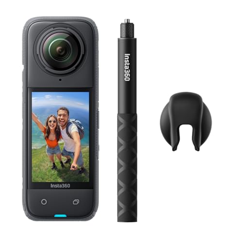 Insta360 X4 Standard Bundle - Waterproof 8K 360 Action Camera, 4K Wide-Angle Video, Invisible Selfie Stick Effect, Removable Lens Guards, 135 Min Battery Life, AI Editing, Stabilization