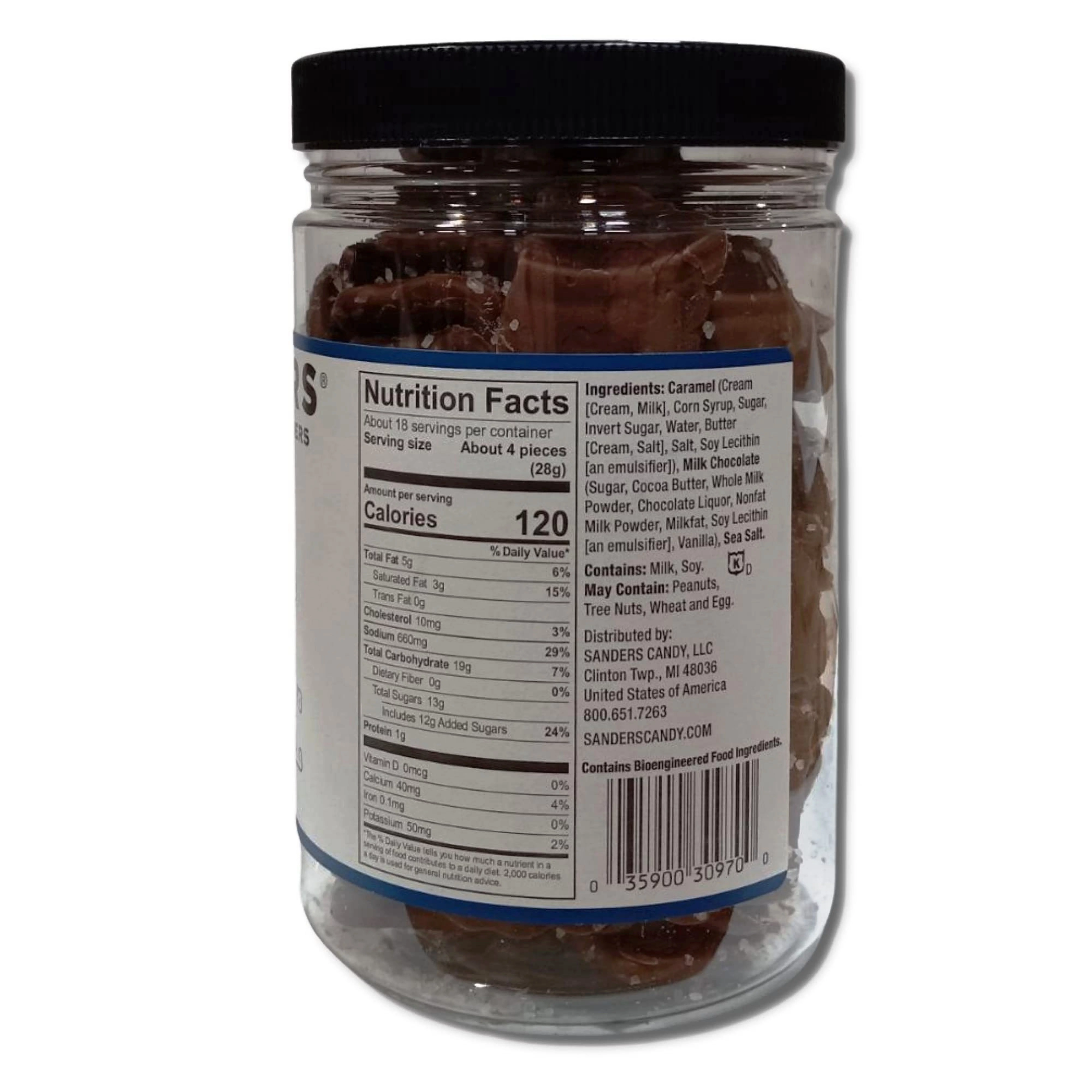 Tribeca Curations | Small Batch Milk Chocolate Sea Salt Caramel Thins | 18 Ounce Jar | Pack of 2