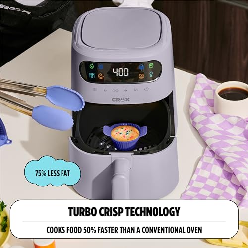 CRUX x Marshmello 8.0 QT Digital Air Fryer with TurboCrisp Technology, Touch Screen Temperature Control, Timer and Auto Shut-off, Fully Programmable, Silicone Liner Included, Lavender