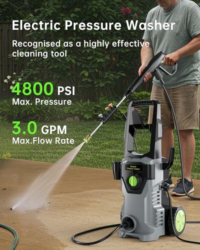 Pressure Washer, Patoolio Power Washer with 4 Quick Connect Nozzles，Electric Pressure Washer with Foam Cannon for Cars/Fences/Driveways/Patios/Home Cleaning
