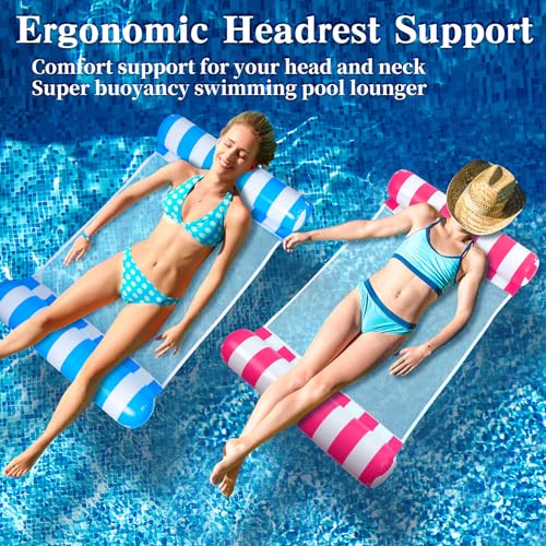 8 Pack Pool Hammock Upgrated Water Pool Floats, 4-in-1 (Hammock, Saddle, Lounge Chair, Drifter) Multi-Purpose Water Pool Float, Non-Stick PVC Material
