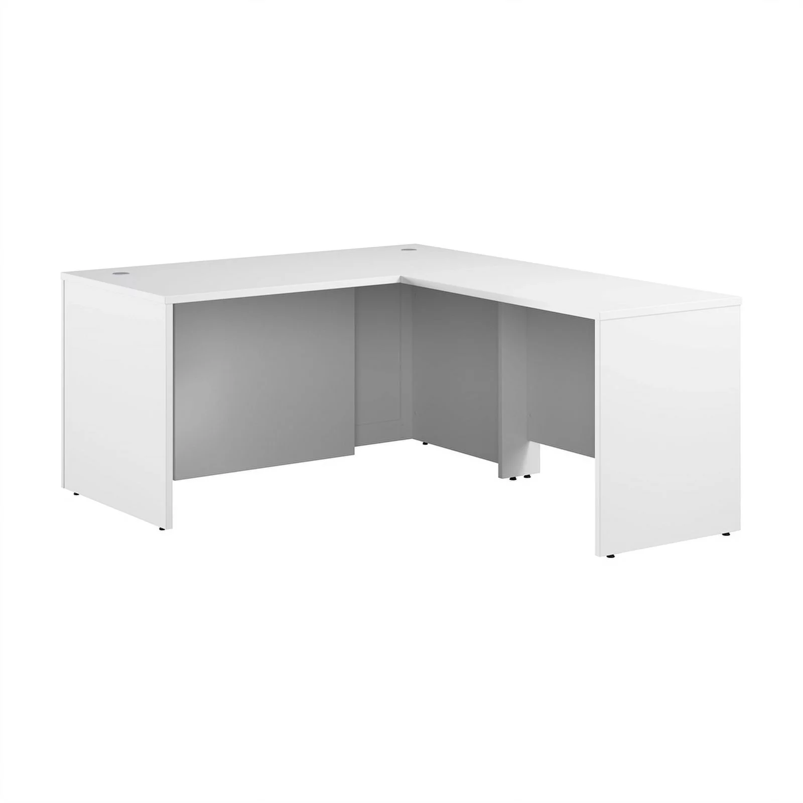Bowery Hill 60W x 30D Executive L-Shaped Desk in White - Engineered Wood