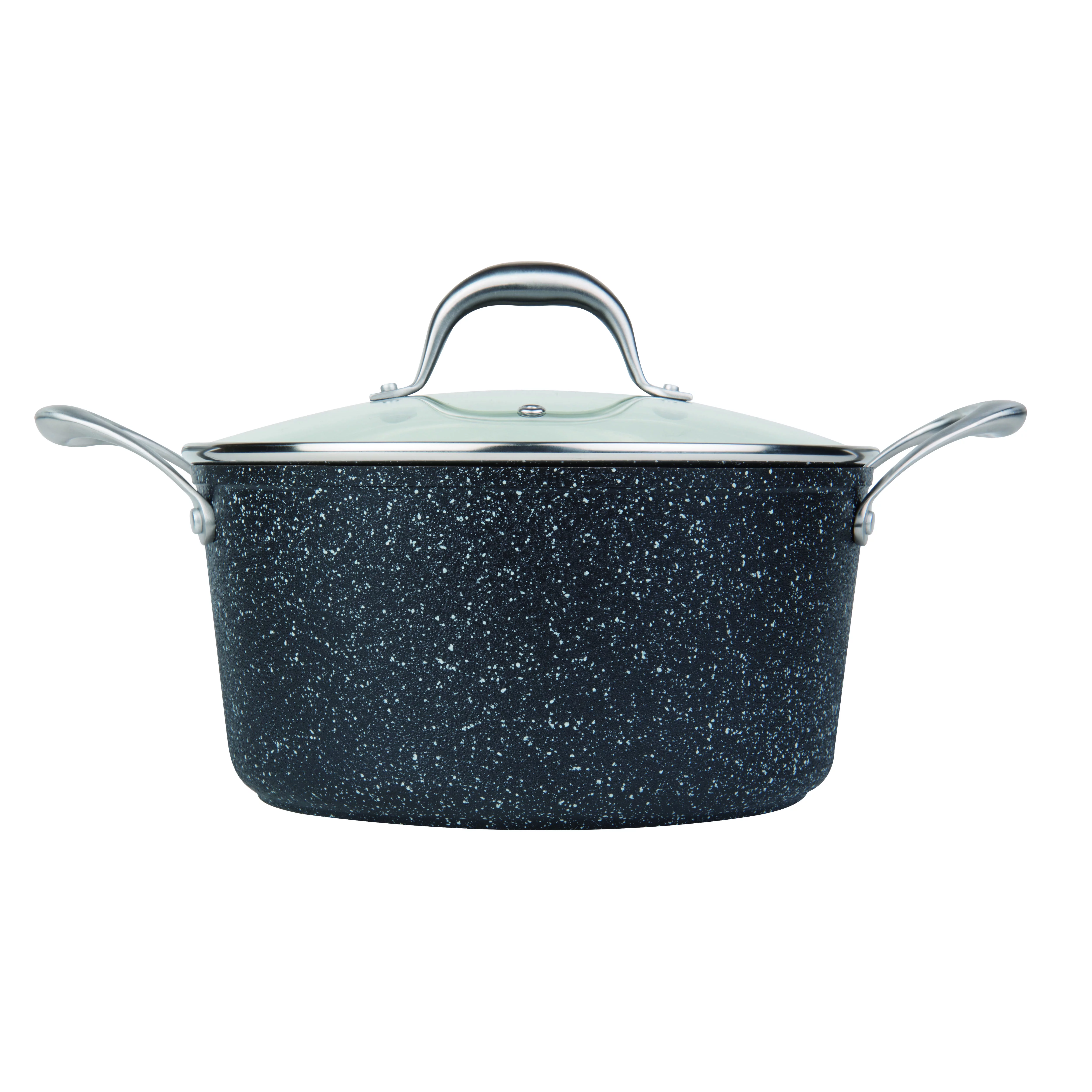 Masterpan  5 qt. x 9.5 in. Stock Pot with Glass Lid Non-Stick Cast Aluminum Granite Look Finish