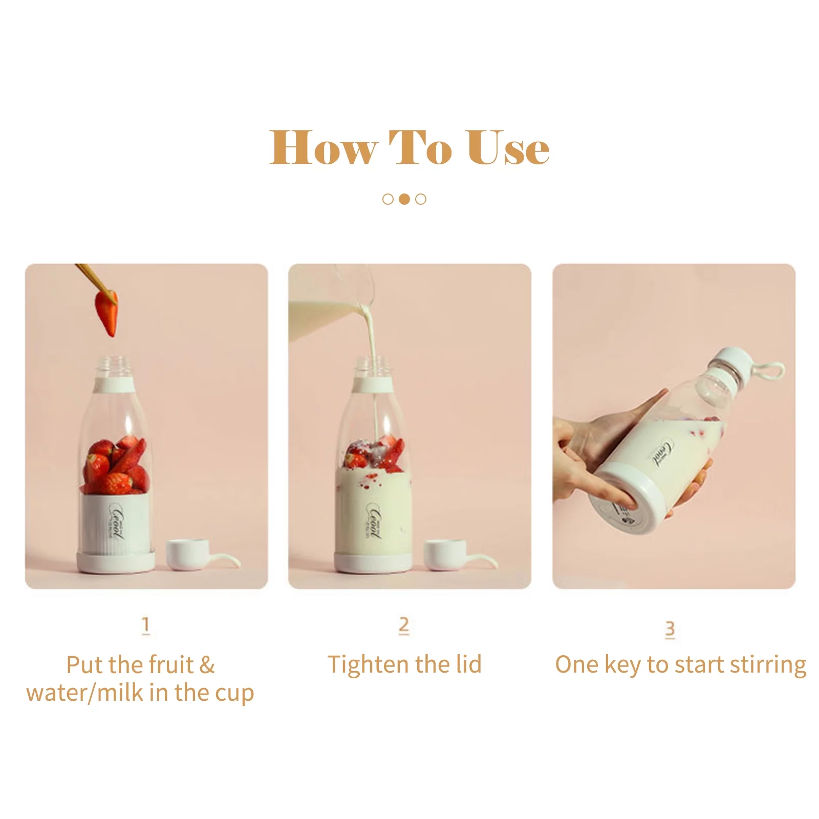 300mL Portable Juicer Electric Mixer Cup With Strap USB Smoothie Blender Shakes Handheld Fruit Vegetable Machine Milkshake Juicer for Outdoor Travel Office Home Food