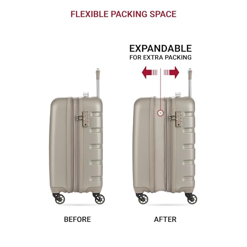 SwissGear 7366 Hardside Expandable Luggage with Spinner Wheels, White, Carry-On 19-Inch