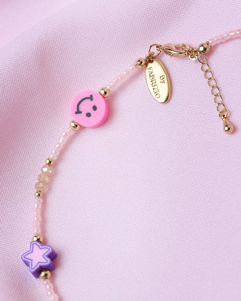 By Fabrizio Design Aurora Lungomare White Heart Charm & Mini Pink Crystal Necklace