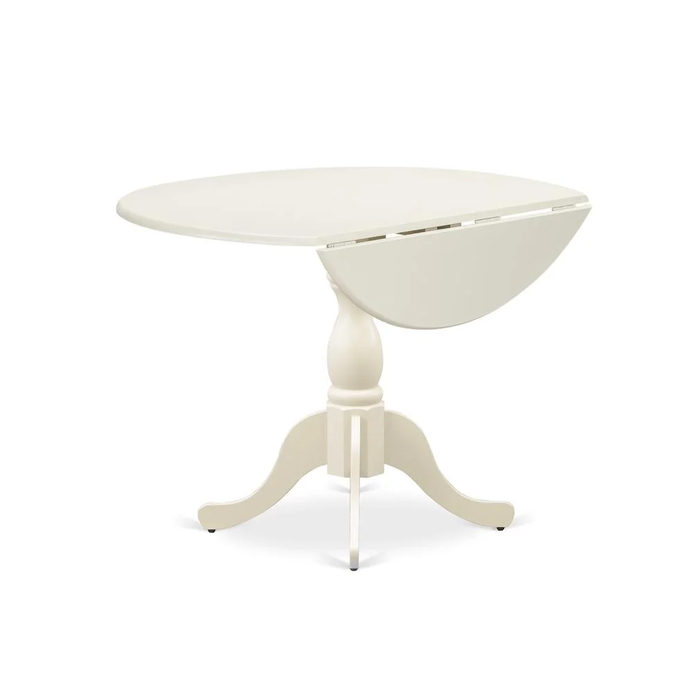 East West Furniture Dublin Wood Dining Table with Pedestal Legs in Linen White