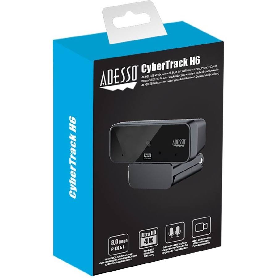 Adesso Cybertrack H6 4K Ultra HD USB Webcam with Microphone u0026 Shutter