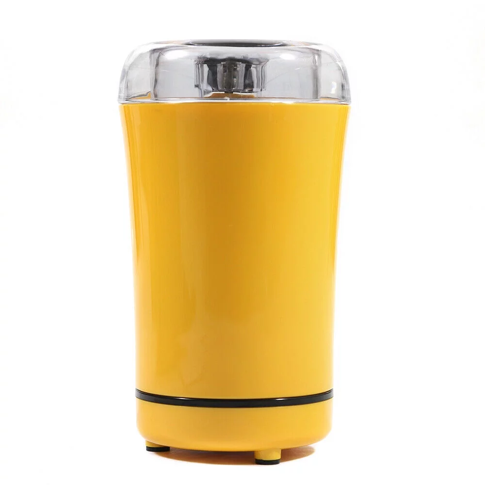 Fichiouy Portable Electric Coffee Bean Grinder Nut Grind Spice Crusher Stainless Steel Mill Grinder Yellow 150W