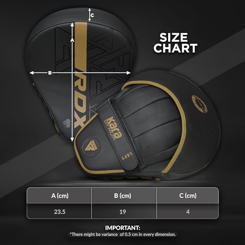 RDX Boxing Pads Curved Focus Mitts, Maya Hide Leather Kara Hook and jab Training Pads, Adjustable Strap Ventilated, MMA Muay Thai Kickboxing Coaching Martial Arts Punching Hand Target Strike Shield