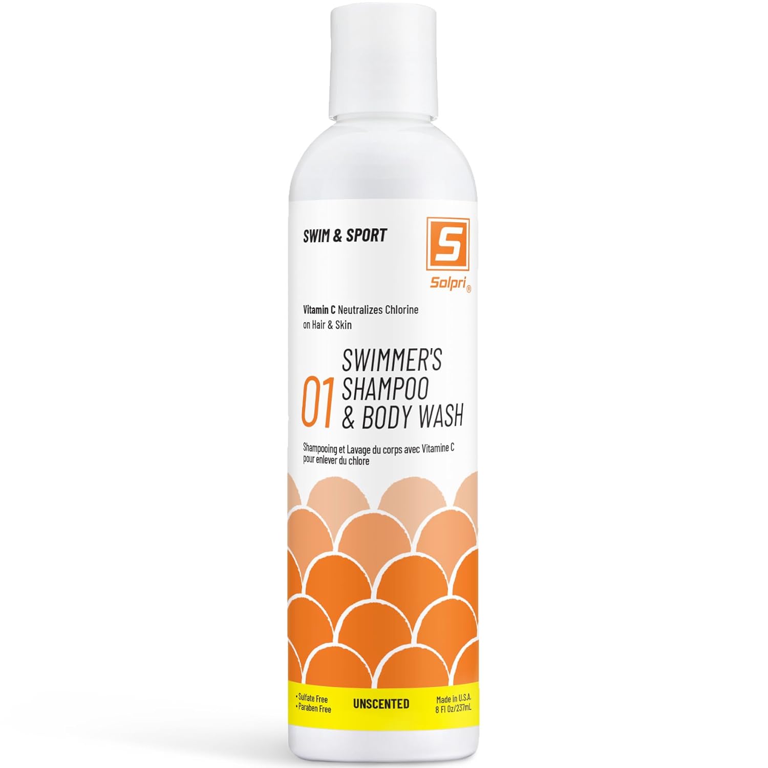 Solpri Swimmers Chlorine Swim Shampoo and Body Wash Unscented with Vitamin C 8 Fl Oz - Swim Shampoo Kids, Chlorine Shampoo for Swimmers Kids