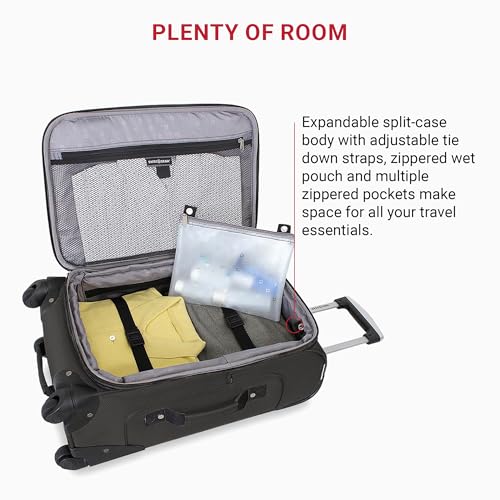 SwissGear Sion Softside Expandable Luggage, Black, Checked-Large 29-Inch