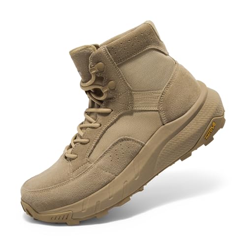 NORTIV 8 Men's Lightweight Casual Work Boots Leather Military Outdoor Hiking Motorcycle Combat Boots