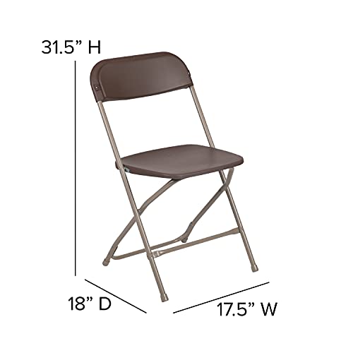 EMMA + OLIVER Set of 2 Plastic Folding Chairs - 650 LB Weight Capacity Lightweight Stackable Folding Chair in White