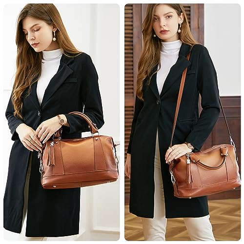 HESHE Womens Genuine Leather Handbags Purse Crossbody Satchel Tote Bags Ladies Real Leather Bags