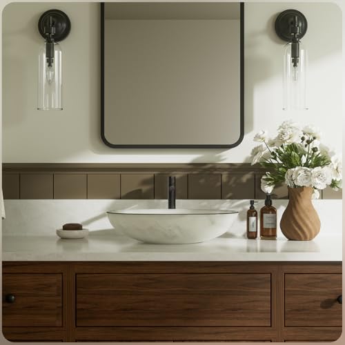 Phiestina Brushed Gold One Hole High Bathroom Vessel Sink Faucet, Single Hole Single Handle Tall Bathroom Faucet, with Pop Up Drain and Water Supply Line,FH01-BG-V