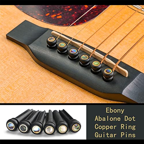 Miwayrer Acoustic Guitar Bone Bridge Saddle Nut with 6pcs Big Abalone Dot Guitar Bridge Pins and Pins puller