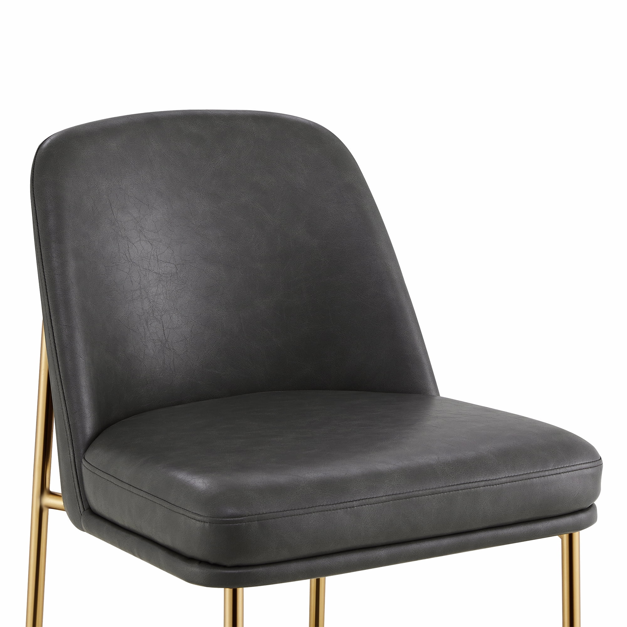 CHITA Modern Counter Height Bar Stool Set of 2, 27 inch Counter Stool with Back & Metal Legs, Faux Leather in Retro Gray