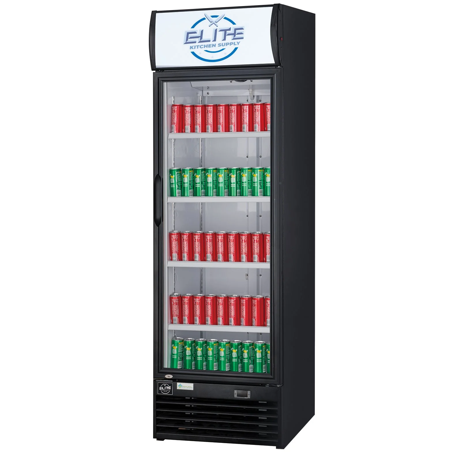 27 in.  Single Glass Door Beverage Display Commercial Cooler Refrigerator in Black, 14.72 cu. ft.