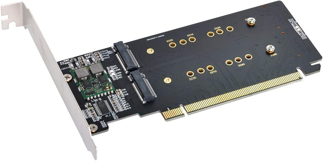 Xiwai 4X NVME M.2 AHCI to PCI-E Express 3.0 Gen3 X16 Raid Card with Fan VROC Raid0 Hyper Adapter