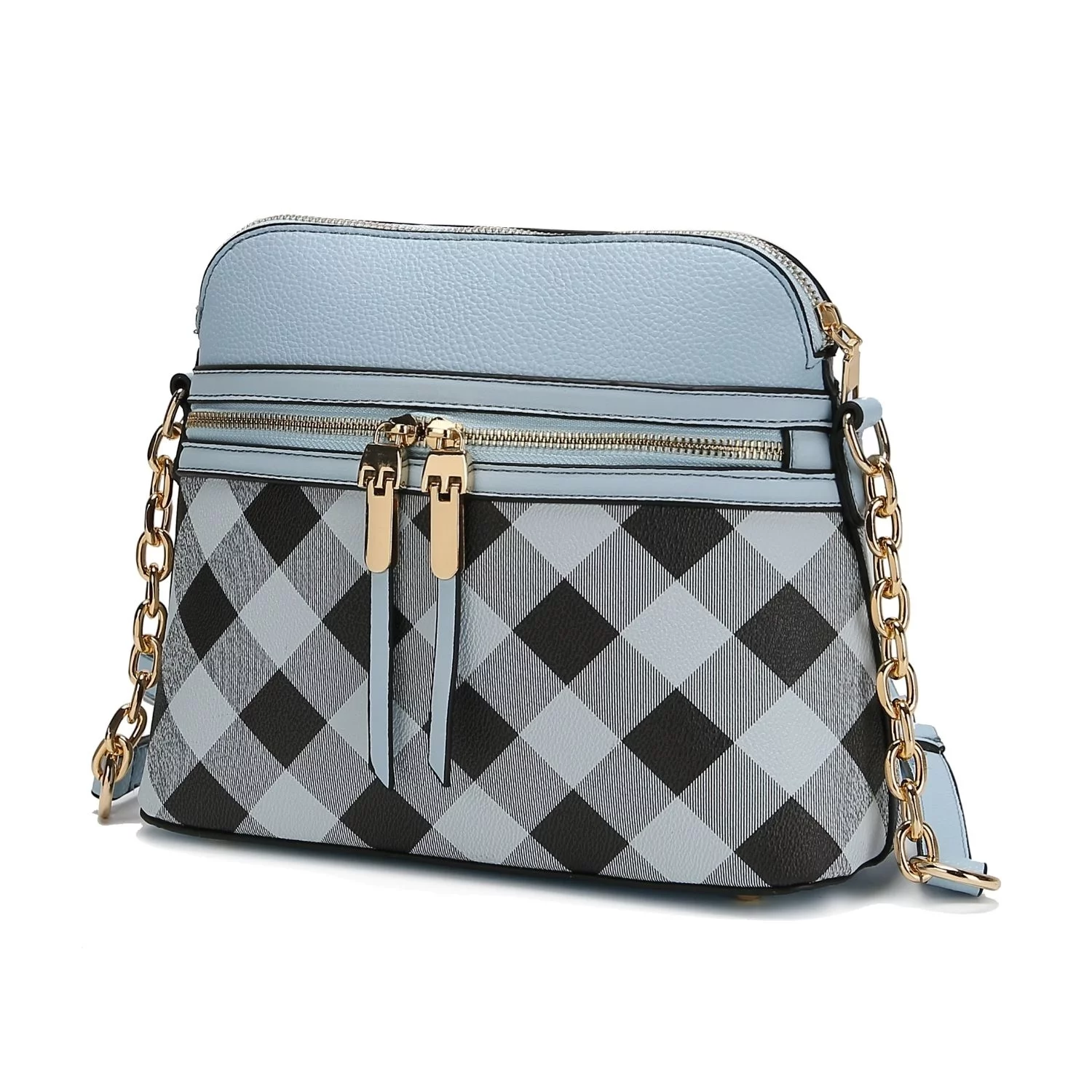 MKF Collection Suki Checkered Vegan Leather Women's Crossbody Handbag by Mia K. - Navy
