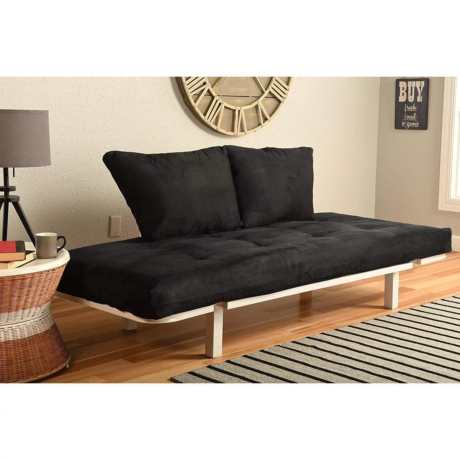 Kodiak  Spacely White Lounger Frame with Suede Black Mattress