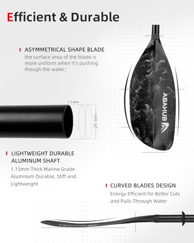 Abahub Adjustable Kayak Paddle 210-230 cm/ 230-250 cm Floating Kayaking Oars Boating Oars Canoeing Oars Black
