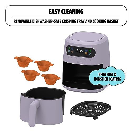 CRUX x Marshmello 8.0 QT Digital Air Fryer with TurboCrisp Technology, Touch Screen Temperature Control, Timer and Auto Shut-off, Fully Programmable, Silicone Liner Included, Lavender