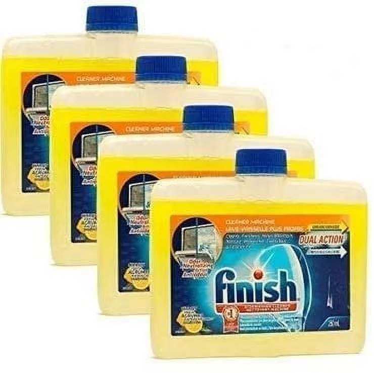Finish Dishwasher Machine Cleaner, Dual Action to Fight Grease & Limescale, Citrus Fresh, 8.45 Fl Oz Pack of 4