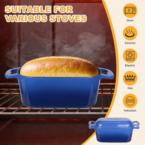 3.6QT Oval Enameled Cast Iron Dutch Oven, Sourdough Bread Baking Pan with Lid