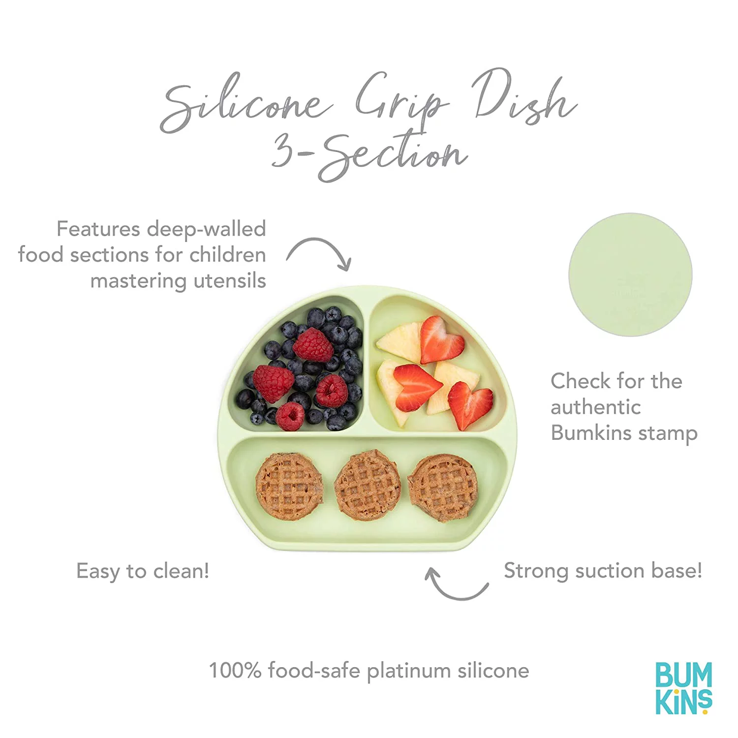 Silicone Grip Dish, Suction Plate, Divided Plate, Baby Toddler Plate, BPA Free, Microwave Dishwasher Safe - 2pk Dark Blue/Blue