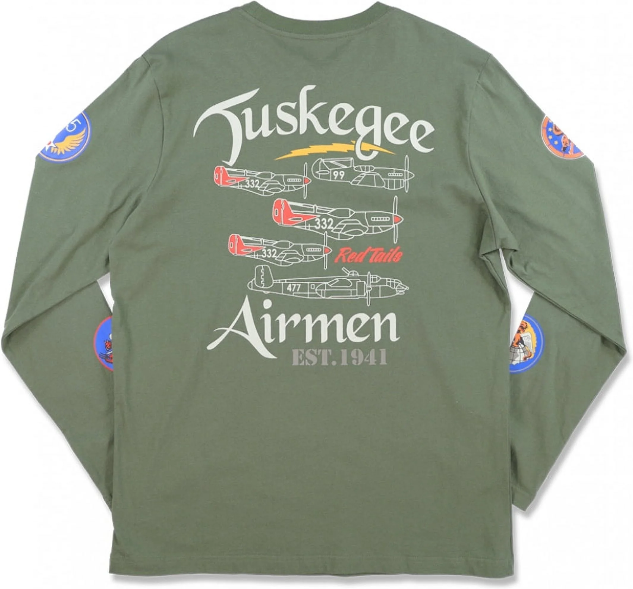 Big Boy Tuskegee Airmen Insignia S2 Mens Long Sleeve Tee [Green - M]