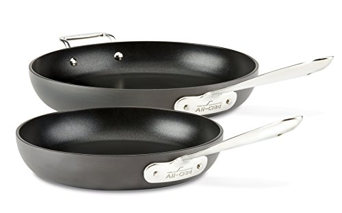 All-Clad HA1 Hard Anodized Nonstick 2 Piece Fry Pan Set 10, 12 Inch Induction Pots and Pans, Cookware Black and HA1 2 Pack 10