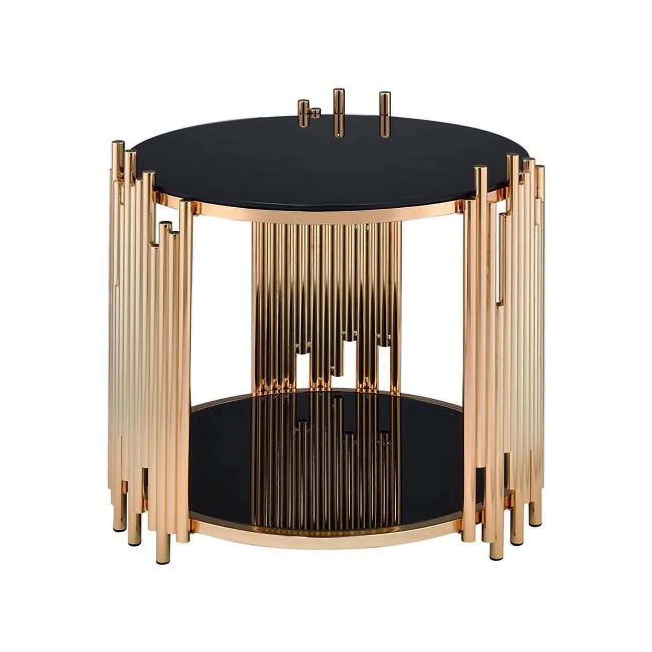 Tanquin End Table, Black Glass & Gold