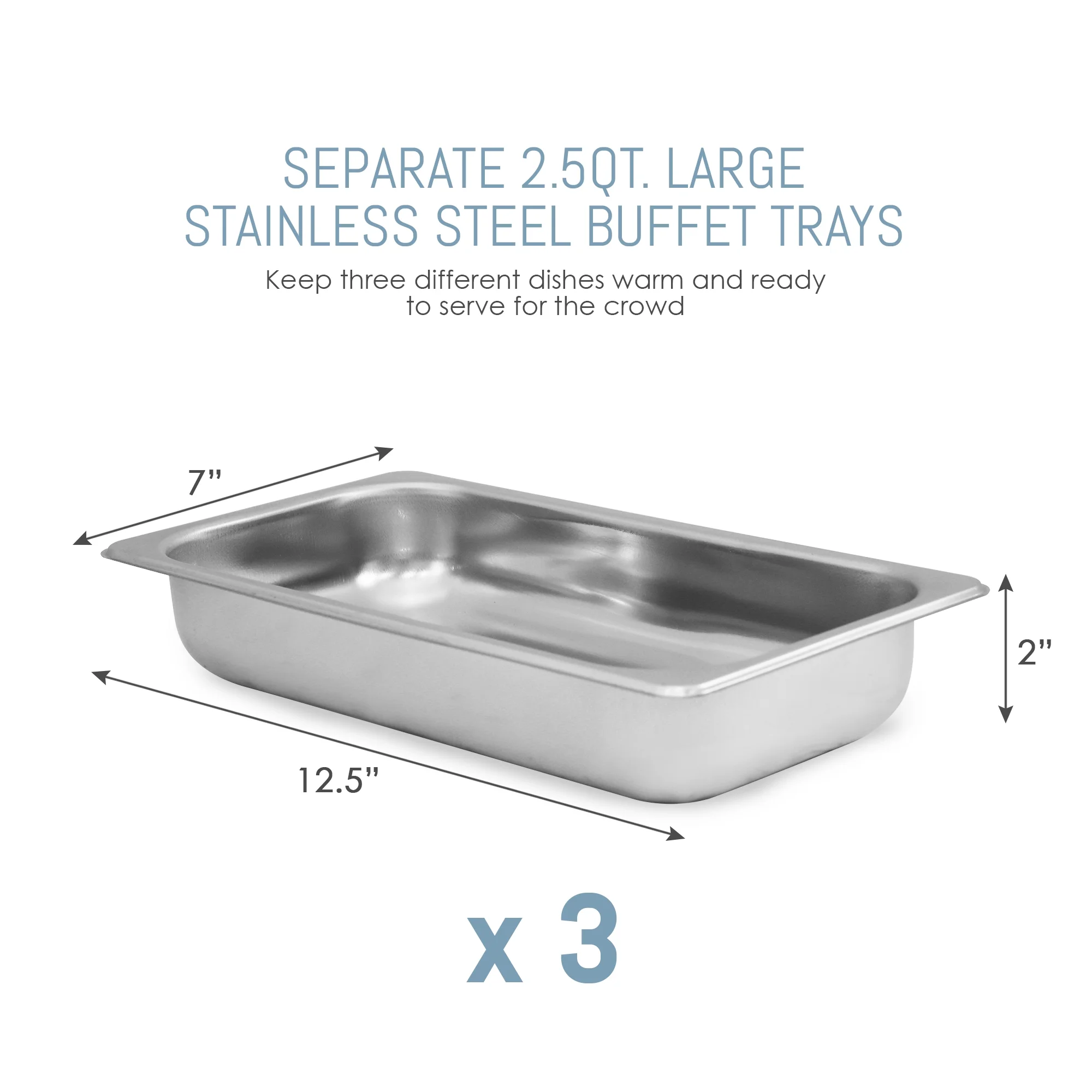 Elite Platinum 3 x 2.5 Qt. Stainless Steel Electric Buffet Server