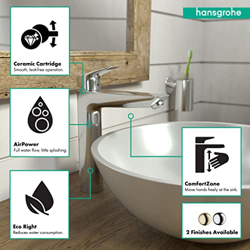 hansgrohe Logis Modern Low Flow Water Saving 1-Handle 1 10-inch Tall Bathroom Sink Faucet in Chrome, 71090001