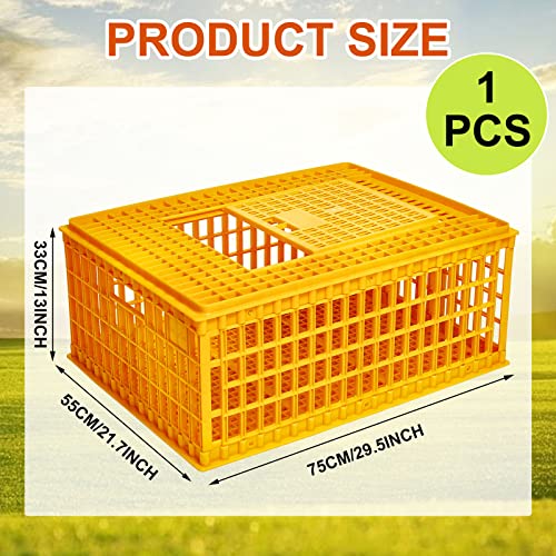 Poultry Carrier Crate Plastic Chicken Transport Cage Heavy Duty Chicken Crates and Cages Poultry Carrier Basket Box for Bird Duck Goose 13 Adult Chickens, 29.5 x 21.7 x 13 Inch