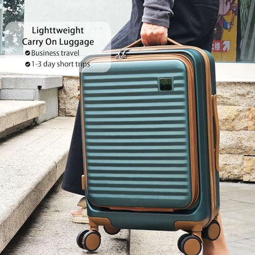 Expandable Carry On Luggage Durable Hardside Lightweight Rolling Suitcases with Spinner Wheels TSA Lock, (Black, 20-Inch)