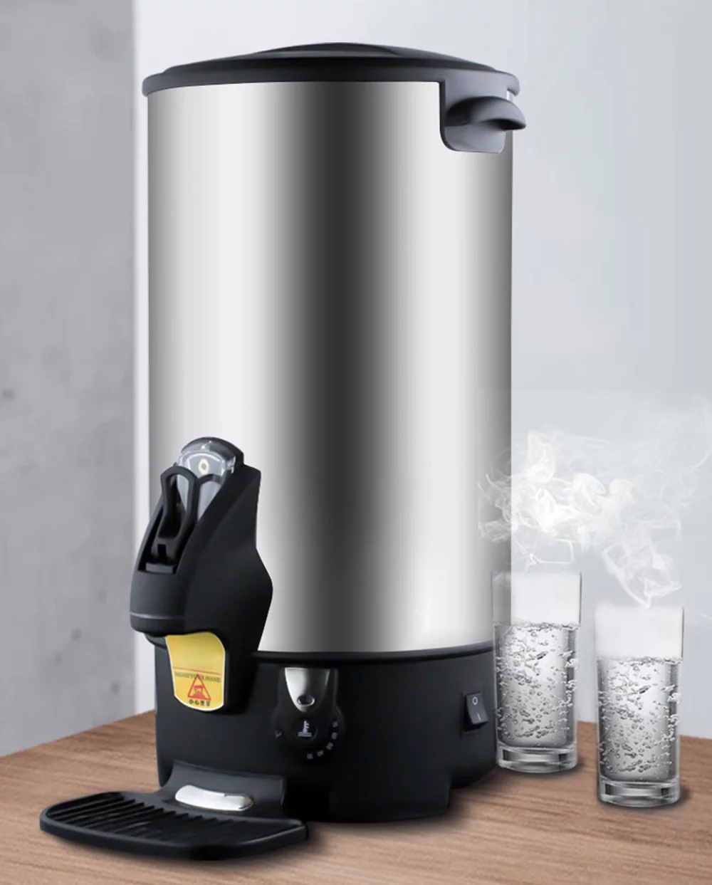 TECHTONGDA Hot Water Dispenser Commercial Home Stainless Steel Kettle Silver 6L