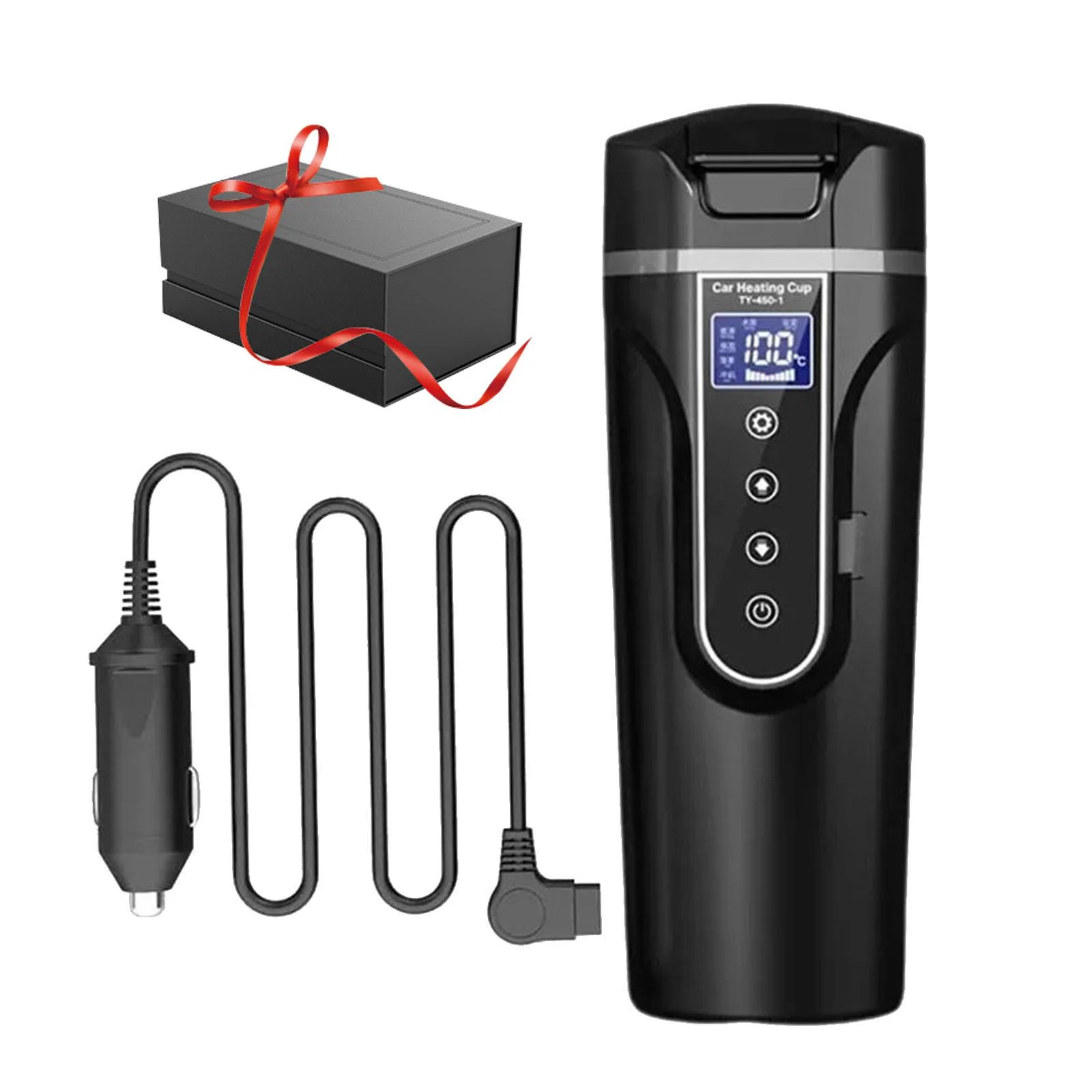 STARTIST 24V/12V Car Traveling Kettle Car Heating Cup Adjustable Temps Travel Coffee Mug Electric Kettle for Vehicles Auto Car Drivers black