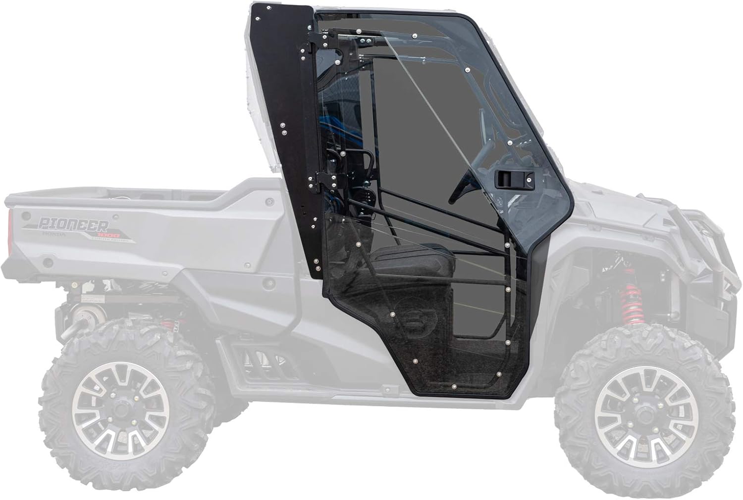 SuperATV Hard Cab Enclosure Doors Compatible with 2016+ Honda Pioneer 1000 - Scratch Resistant Lightly Tinted Polycarbonate - 250 Times Stronger Than Glass - Side Mirrors Included - Made in the USA